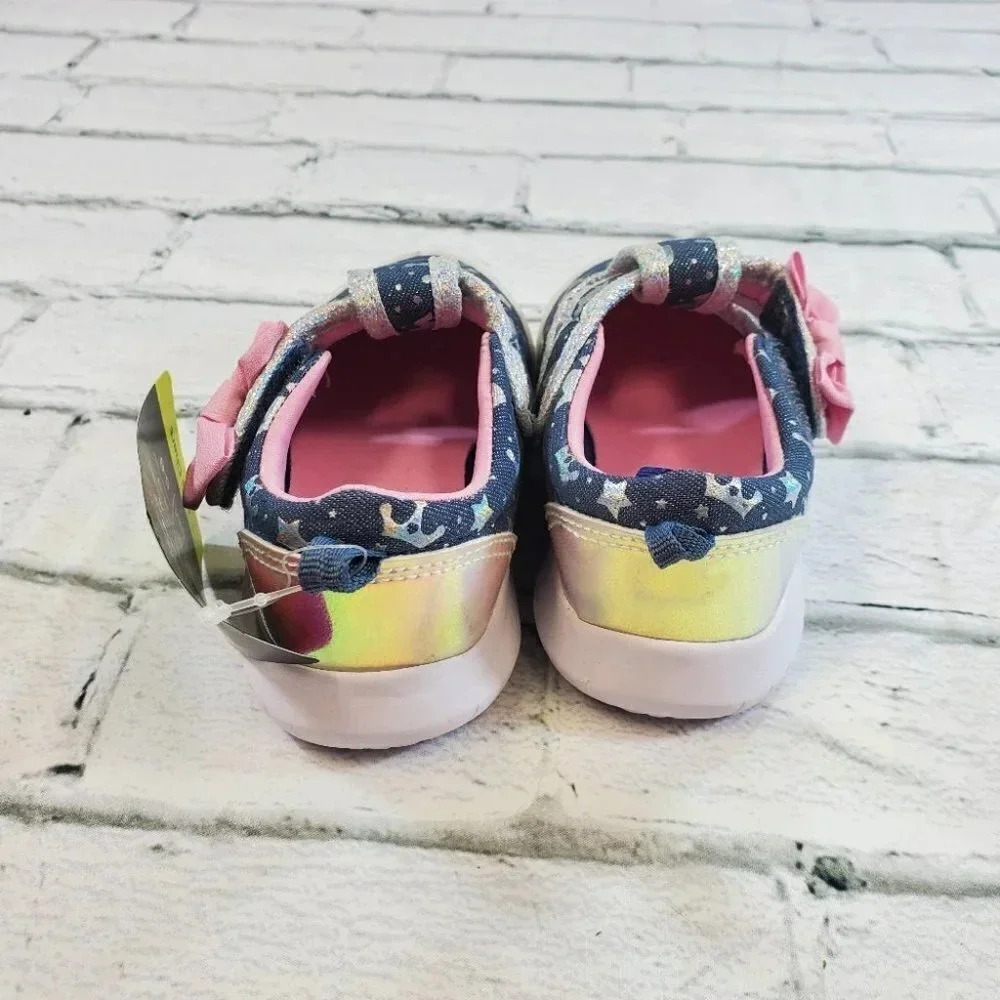 INFANT Blue and Silver Unicorn Baby Sneakers. Girls Baby Shoes. - Picture 5 of 10